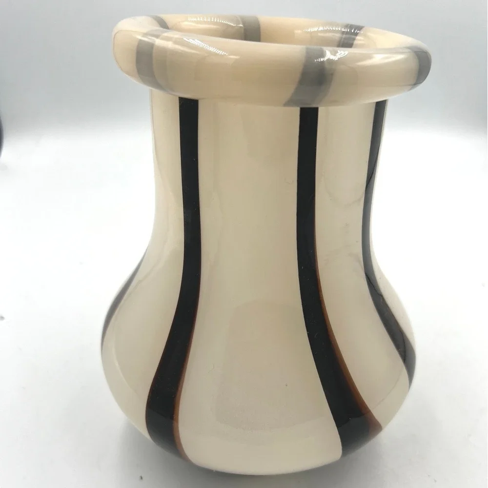Ferm Living Riban Vase Cream Ribbon‎ Stripe Scandinavian Danish Glass Decor